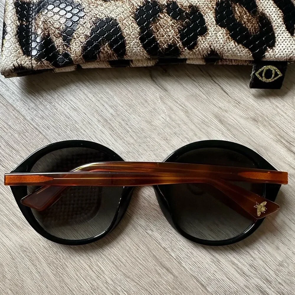 Gucci Sunglasses GG0023S Black Front Havana Tortoiseshell Brown Sides